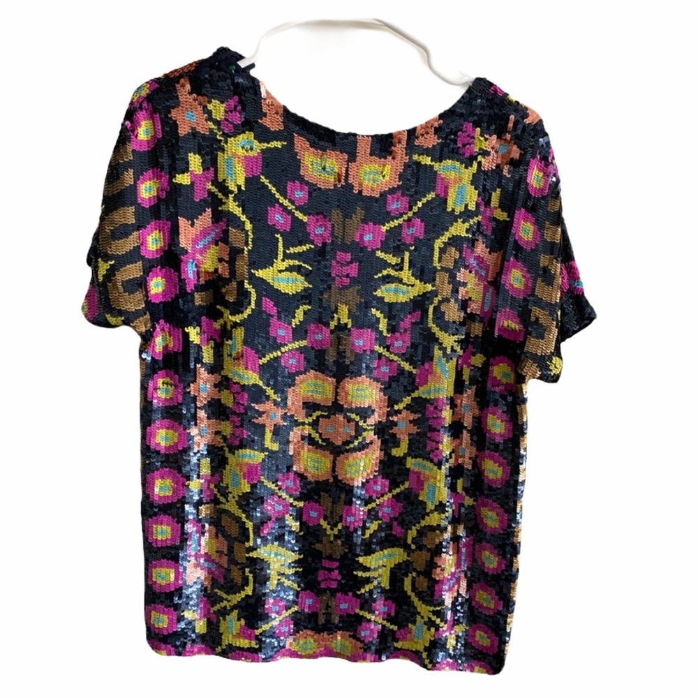 New Antik Batik Sequin Top Flower Navy Small